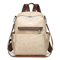 Nueva mochila de mujer de color contrastante, mochila de ocio de gran capacidad, mochila de viaje multifuncional, bolso de hombro retro de mano - details 2