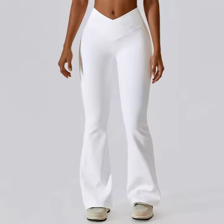 Mallas acampanadas de Belta Alta para Mujer, pantalones de Yoga, pierna Ancha, Gimnasio, entrenamiento, fitness, deportes, pantalones acampanados - 1