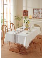 Elegant Linen Tablecloth with Feather Design - Washable - Perfect for Picnics, Camping, Weddings, Holiday Parties, Thanksgiving, Restaurants and Buffets - Rectangular, Machine Woven - details 6