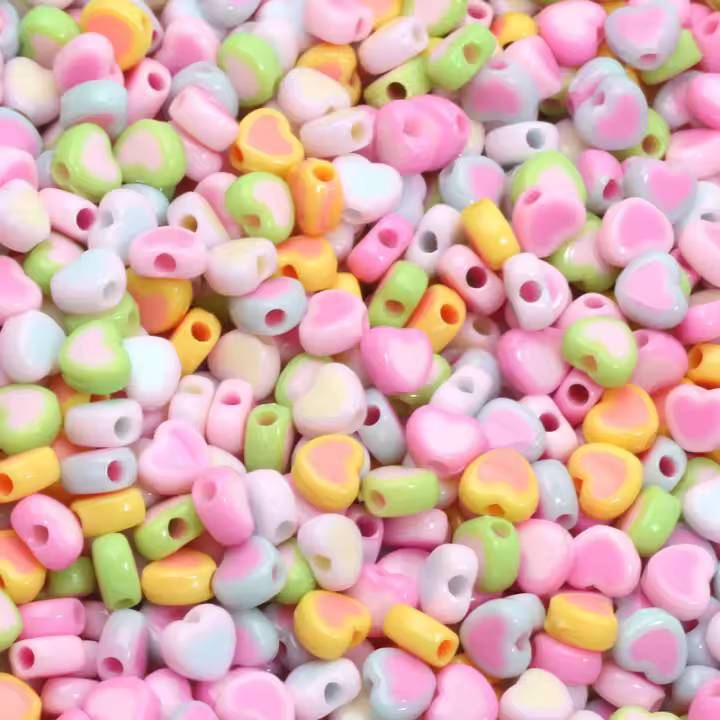 50Pcs Bolas De Acrílico Corazón Multicolor 7x8mm Para Creación De Joyas Pulseras Y Aretes Accesorios DIY Espaciadores Pequeños - 1