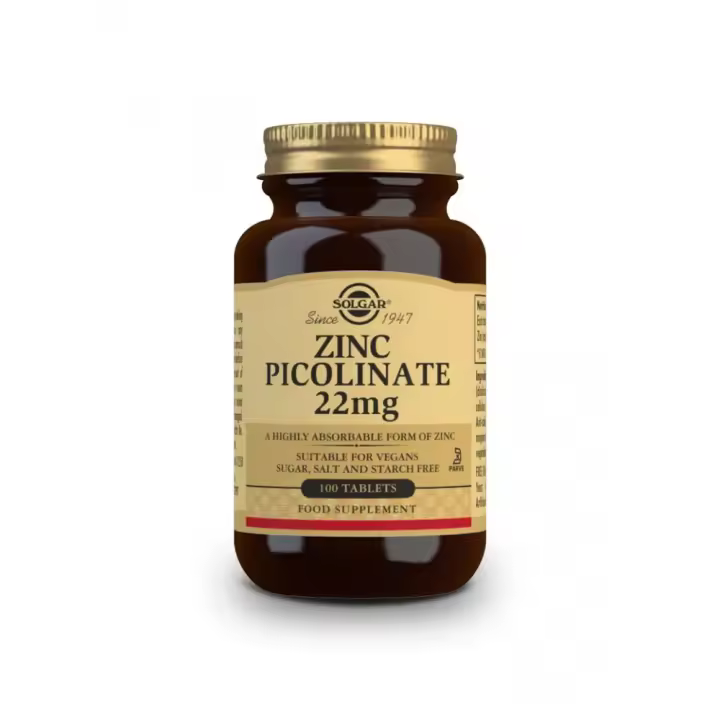 Picolinato de Zinc 22 mg 100 tabletas de Solgar - 1