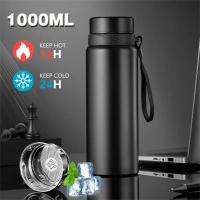 Botella Termo De Acero Inoxidable 1L Para Agua Fría Y Caliente Té Café Con Aislamiento Térmico De 12-24 Horas - details 0