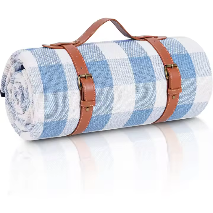 Manta de picnic extragrande de 80 x 80 pulgadas, impermeable y plegable, manta de playa de 3 capas para 6 a 8 adultos - 1