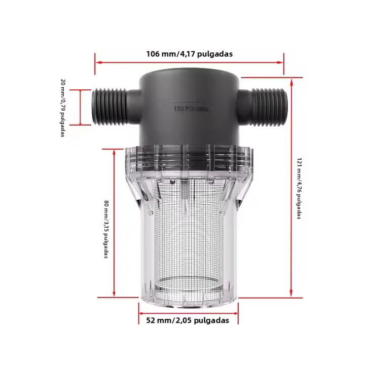 Filtro De Agua Externo De 1/2 Pulgada 20 Tubos De Agua 304 Acero Inoxidable Filtro Previo Tubo De Agua De Plástico Transparente - 1