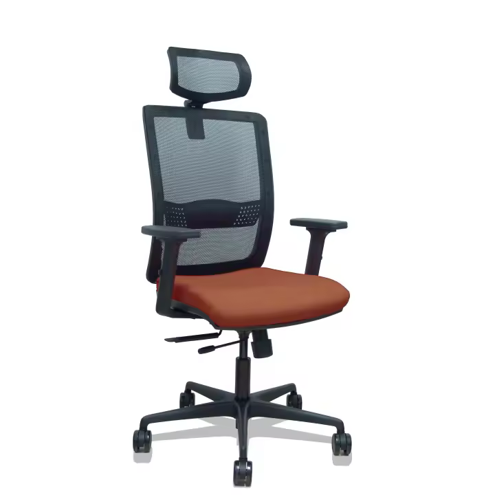 Silla Haches traslack malla negra asiento bali marrón brazos 2D ruedas 65mm cabecero regulable - 1