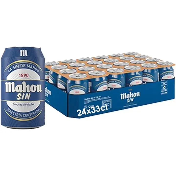 Cerveza Mahou Sin Alcohol 33 cl  Pack de 24 Latas - 1