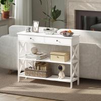 Entrance Console Table Hallway with 2 Drawers and 2 Lower Shelves Modern Furniture Raised Base Anti-tip 100 x 30.5 x 80 cm White - details 5