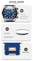 Reloj De Pulsera De Lujo LIGE Para Hombre Cuarzo Deportivo Resistente Al Agua Con Correa De Silicona Y Función Cronógrafo - details 8