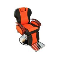 Silla Ergonómica APOLO para Barberías, Peluquerías y Salones - Color Negro/Naranja - Altura Ajustable, Giratoria y Cómoda - details 0