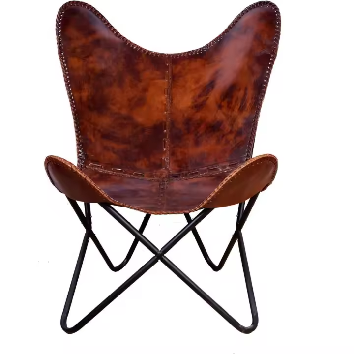 Vintage de cuero búfalo mariposa Relax brazo Sleeper asiento salón silla plegable - 1
