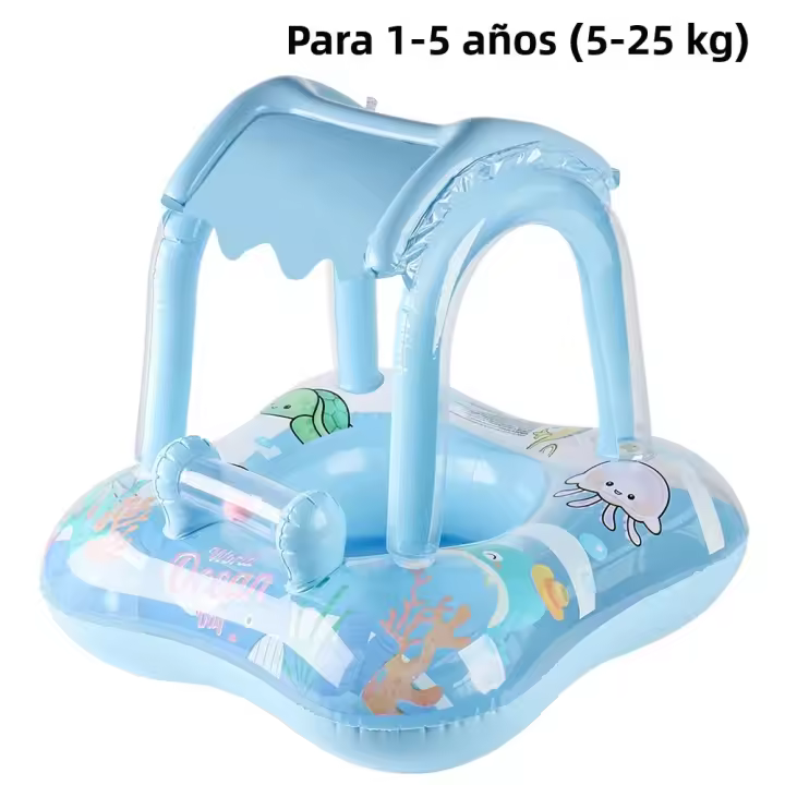 1pc Flotador De Piscina Con Canopy Para Niños Flotador De Buceo Para Bebé Juguetes De Playa Para Fiesta Inflable De Animales Y Naturaleza - 1
