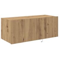 Mueble de TV vidaXL con luces LED Roble Artesanal 80x35x31 cm - details 3