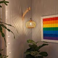 Lámpara de pared interior con enchufe E interruptor, lámpara de Bambú retro E27,lámpara de noche de Ratón (sin bombilla) - details 0