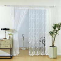 Cortina Blanca Con Patrón De Flor Estilo Romántico Dulce Translúcida De Gasa Para Decoración De Sala De Estar Hecha De Poliéster Tela De Voile Bordada - details 3