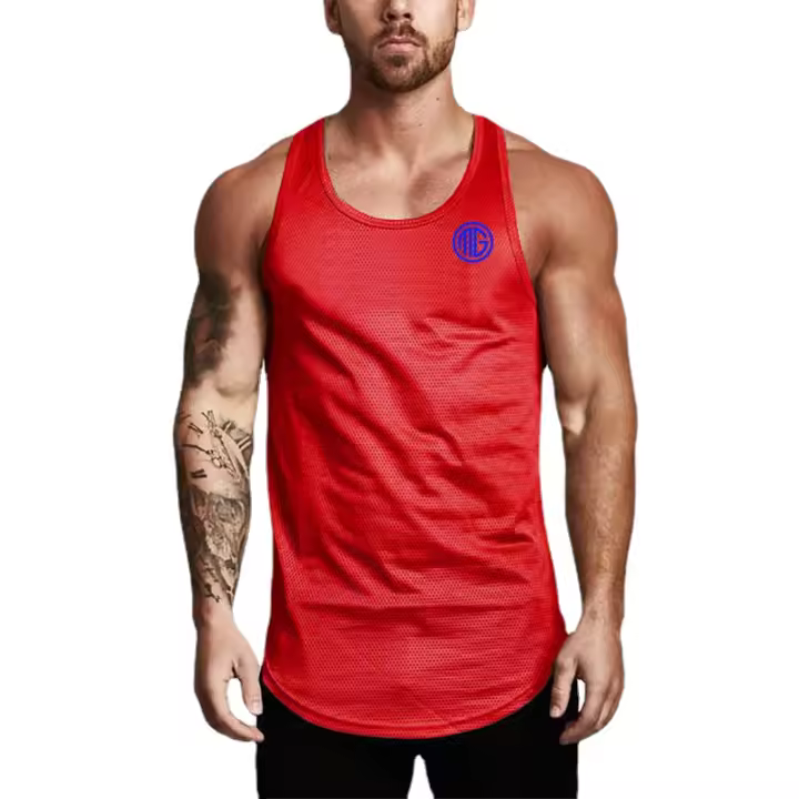 Brand Gym Clothing Breathable Mesh Singlet Bodybuilding Workout Stringer Tank Top Men Fitness Shirt Muscle Sleeveless Slim Vest - 1