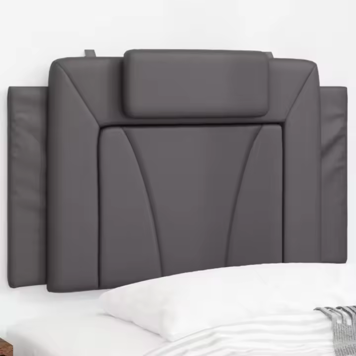 vidaXL Cabecero de cama acolchado cuero sintético gris 90 cm - 1