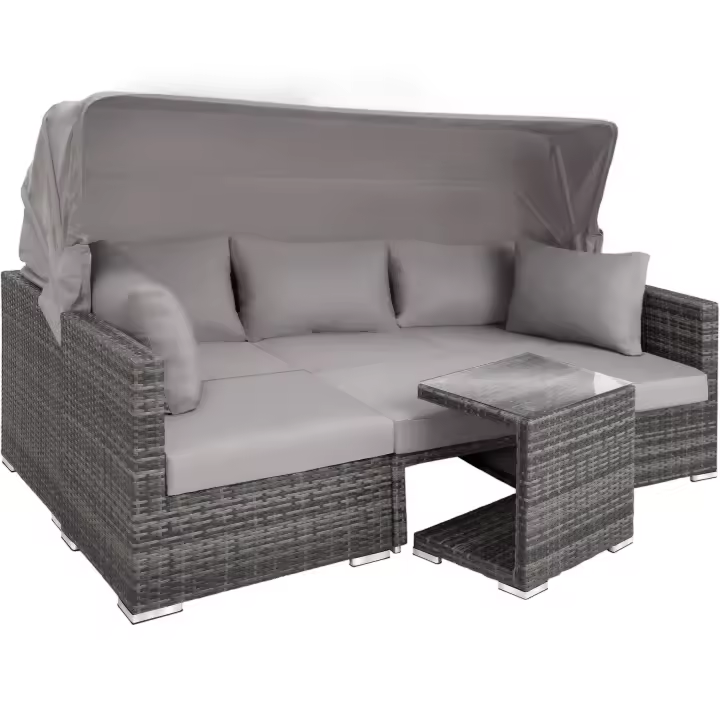 Tectake - Sofá de ratán SAN MARINO, Trenzado de gran calidad de poliratán con protección UV, Estructura robusta de aluminio ligero, Estructura impermeable - 1