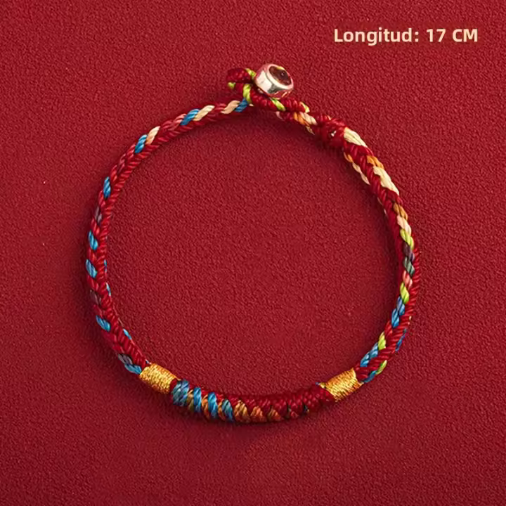 Pulsera Tibetana Hecha a Mano Con Hilo Colorido Tiza De Suerte Para Mujeres Y Hombres Pulsera De Cuerda De Madera Roja - 1