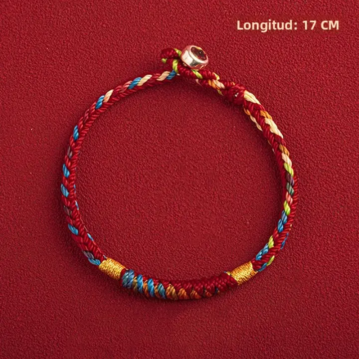 Pulsera Tibetana Hecha a Mano Con Hilo Colorido Tiza De Suerte Para Mujeres Y Hombres Pulsera De Cuerda De Madera Roja - 1
