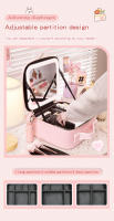 Bolso De Maquillaje Para Viaje Con Espejo Grande Iluminado Organizador De Cosméticos Profesional Impermeable Y Partitionable - details 7