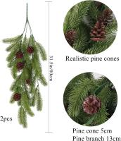 Planta Artificial De Pino Con Hojas Y Conos De 80cm 5 Ramas Colgante Para Decoración De Navidad Y Hogar Material Plástico - details 3