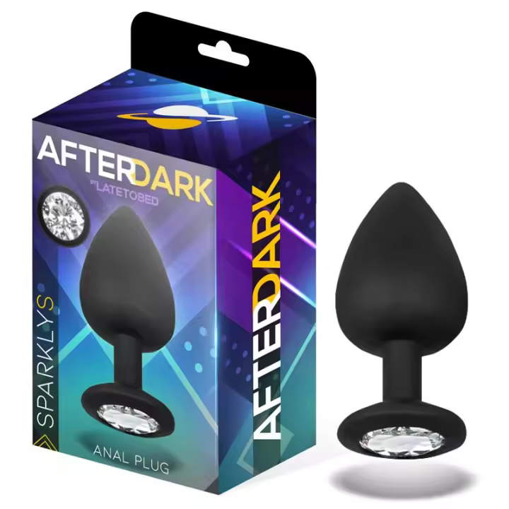 Juguete Anal AFTERDARK  Talla S. Silicona Premium Segura. Punta Redondeada y Base con Joya . 7.5 cm x 2.6 cm - 1
