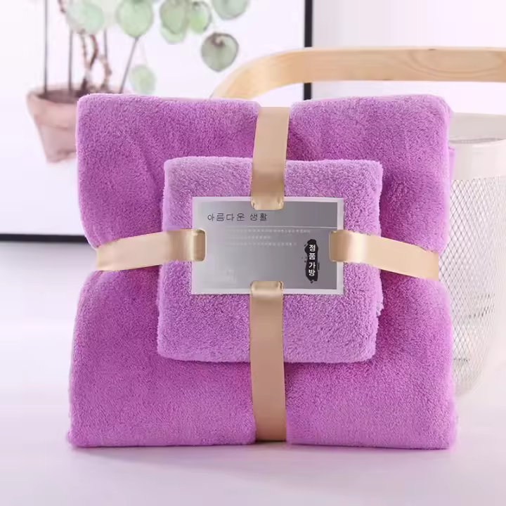 Juego De 2 Toallas De Baño Super Suaves Y Altamente Absorbentes Coral Velvet Para Adultos Uso En Hotel Y Spa Secado Rápido - 1