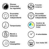 Ventilador de techo ELYSIAN, 38w, 4900lm, 3 modos de colores 3000k-4500k-6500k, mando a distancia, modo invierno y verano, temporizador, 6 velocidades - details 6