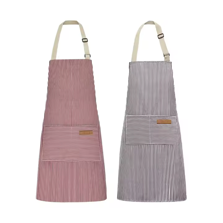 Delantales de cocina de 2 piezas, mezcla de Algodón y poliéster, delantales con Pechera ajustables Con 2 bolsillos para Mujeres, hambres, chef - 1