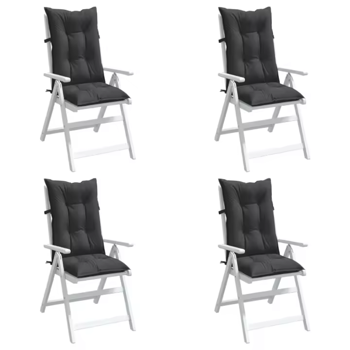 vidaXL Cojines silla respaldo alto 4 uds tela gris antracita melange - 1