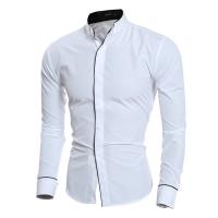 Camisa De Manga Larga Para Hombre Estilo Coreano Slim Fit Color Sólido Casual Primavera Y Otoño Cierre Único Poliéster - details 2
