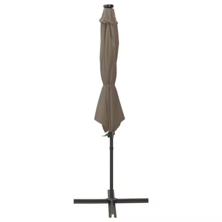 Sombrilla de Jardín voladiza con poste y Luces LED taupe 300 cm - 1