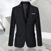 Traje De Otoño Para Hombre Moda Ajustado Con Cuello Redondo De Color Sólido Antirroto Casual Negocios Versátil Traje De Manga Larga - details 1