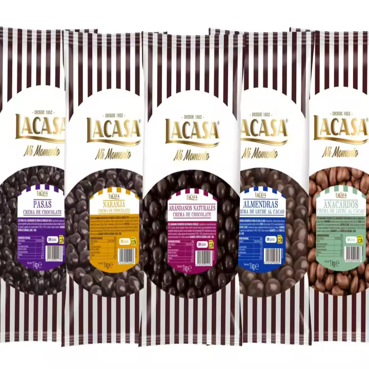 Lacasa pack 5kg deliciosas bolas de frutos secos con chocolate: Pasas de Corinto Negro,Almendra Leche,Anacardo leche, naranja Negro,Arándanos Negro - 1
