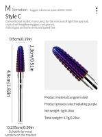 Brocas De Carburo De Titanio Conica Para Uñas 1/4pcs Color Morado pro 3/32 Pulgadas Taladro Para Manicura Eliminador De Polvo De Uñas - details 7