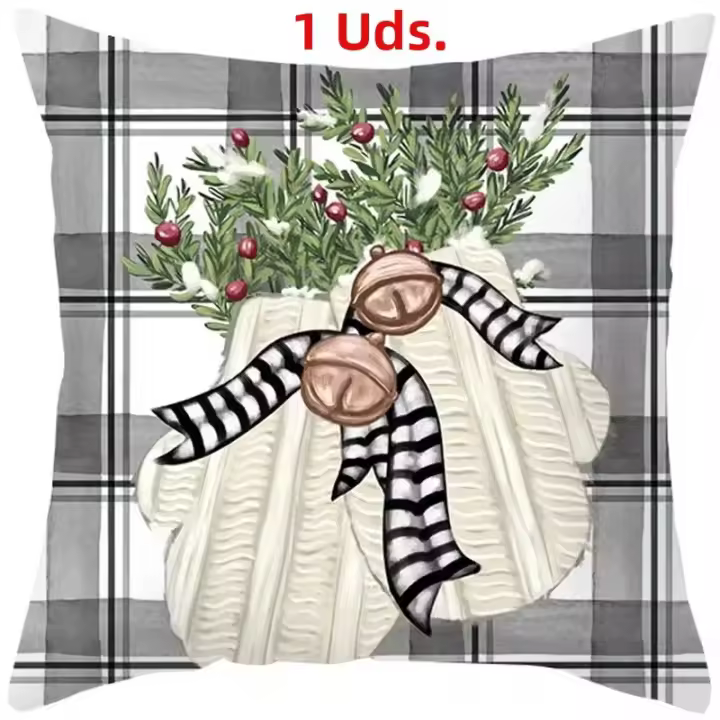 Funda De Cojín Navidad 45cm Decoración Para El Hogar Año Nuevo 2024 Y 2025 Dibujos De Navidad Sólido Polyester/Cotton - 1