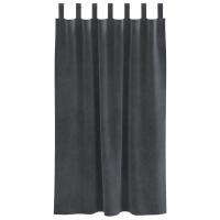 Cortinas Opacas vidaXL con Lazos de Colgar 2 pcs de Terciopelo Gris Claro - details 2