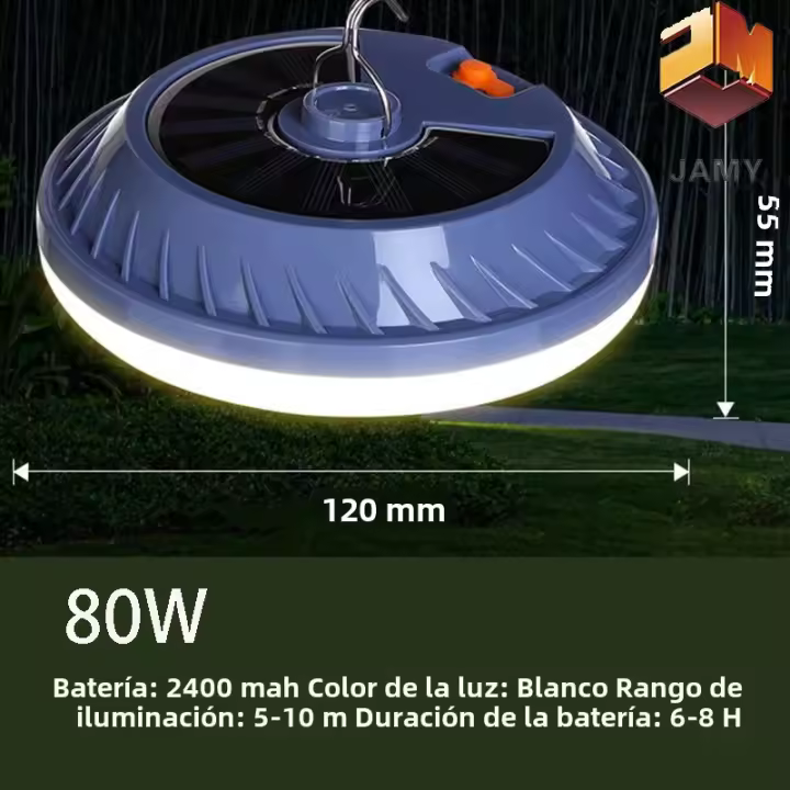 Lámpara De Emergencia Solar LED Ultrafina UFO Recargable Impermeable Para Camping Y Exteriores Fuente De Luz Potente Y Duradera - 1