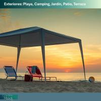 Carpa Cenador Gazebo Desmontable 3 x 3 m Azul| con Tubos de Acero de Alta Resistencia, Protección UV, Poliéster 140gr/m2 Resistente Lluvia| para Playa, Camping, Jardín, Terraza, Exteriores - details 0