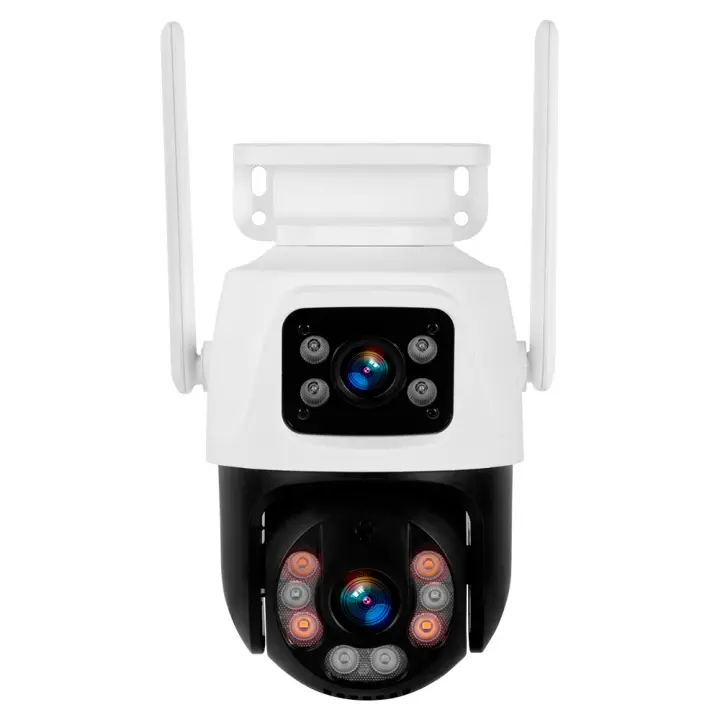 Cámara De Seguridad FUERS 6MP WiFi Exterior Con Lente Dual Monitoreo CCTV IP Onvif iCSEE Pantalla Doble Negro Resistente Al Agua IP66 - 1