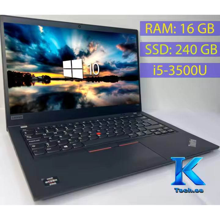 LENOVO ThinkPad T495  portátil ordenador barato / procesador  Ryzen 5-3500U / 16GB RAM /240GB SSD/AMD Radeon VEGA/ pantalla 14" pulgadas HD/ - 1