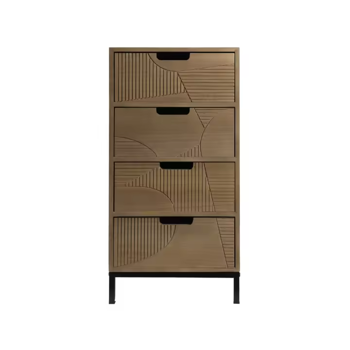 Rebecca Moderno Cómoda Muebles con 4 Cajones Tallados Madera Metal - 1