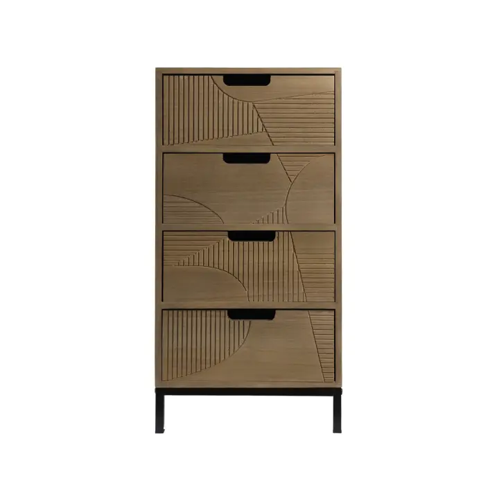 Rebecca Moderno Cómoda Muebles con 4 Cajones Tallados Madera Metal - 1