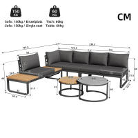 Conjunto de muebles de Jardín (4-5 alojamientos), 2 mesas de café apilables, Marco de Hierro galvanizado, muebles de Jardín, incluidos - details 5