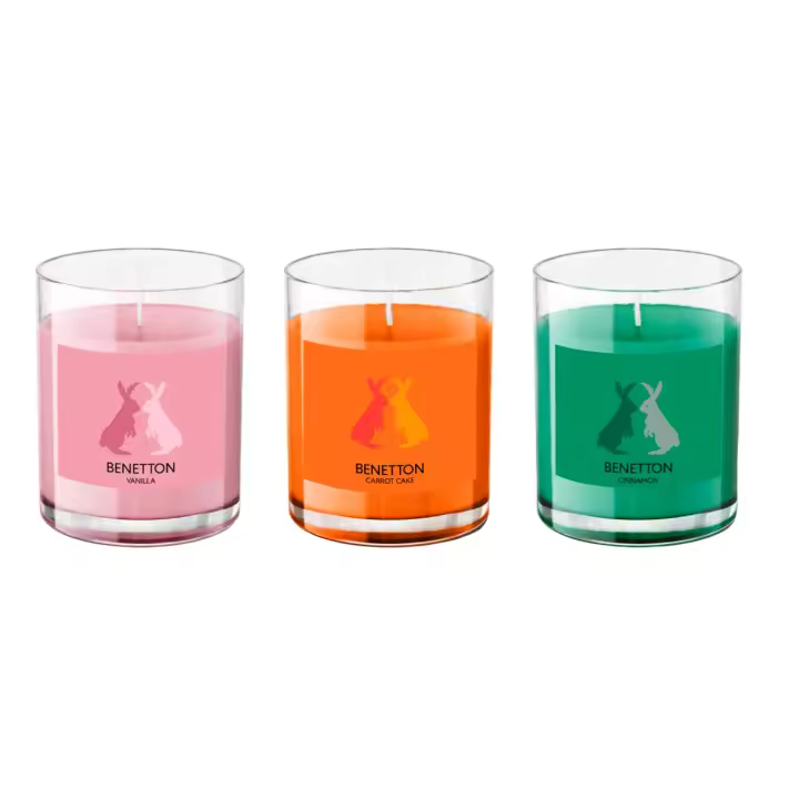 SET 3 PZS VELAS (TARTA DE ZANAHORIA + VAINILLA + CANELA) 65G BENETTON - 1