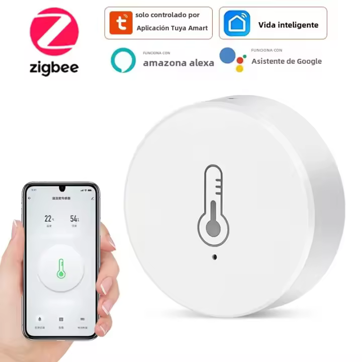 Sensor De Temperatura Y Humedad Zigbee IHSENO Compatible Con Alexa Google Home Tuya Smart Life Monitoreo En Tiempo Real Para Inteligencia Artificial - 1
