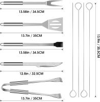 Utensilios Barbacoa de Acero Inoxidable Profesional Accesorios Barbacoa Parrilla Herramienta con Bolsa Fácil de Transportar (9 PCS) - details 0