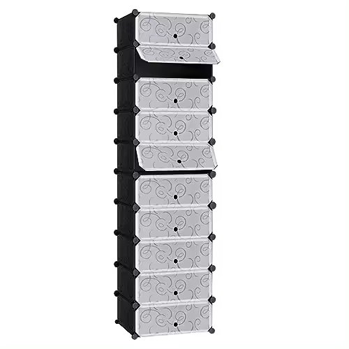 T-Lovendo Zapatero Cubos TLV-AM-PSC101 Modular - Organizador de Zapatos con 10 Estantes Cajones Apilables - 1