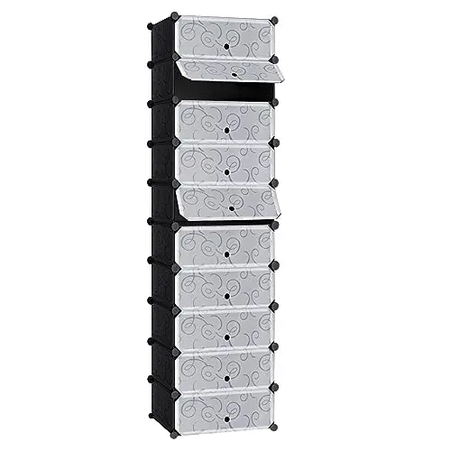 T-Lovendo Zapatero Cubos TLV-AM-PSC101 Modular - Organizador de Zapatos con 10 Estantes Cajones Apilables - 1