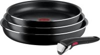 Ingenio Easy On - Juego de 3 Sartenes 22/24/26 cm + Mango extraible, No Apto inducción, antiadherentes, revestiiento Titanium, Thermo-signal, sin PFOA, Apto lavavajillas y Horno - details 0